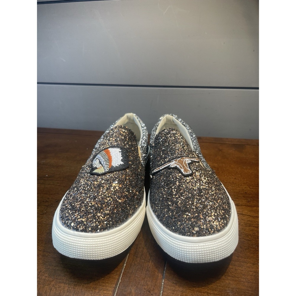 Vintage Havana Shoes Women 7 BRONZE BERTIE Glitter Sneaker Slip On Patches NWOB! - Picture 4 of 12